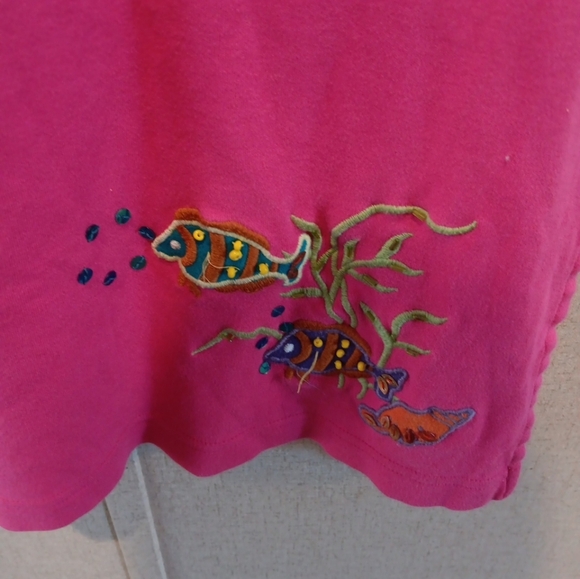 Vintage Go Softly Patip Pink Fish Print Dress 100%cotton Size L - Picture 4 of 8